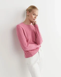 Clearance Sportscraft Merino Wool Baby Cable Sweater in Roseberry