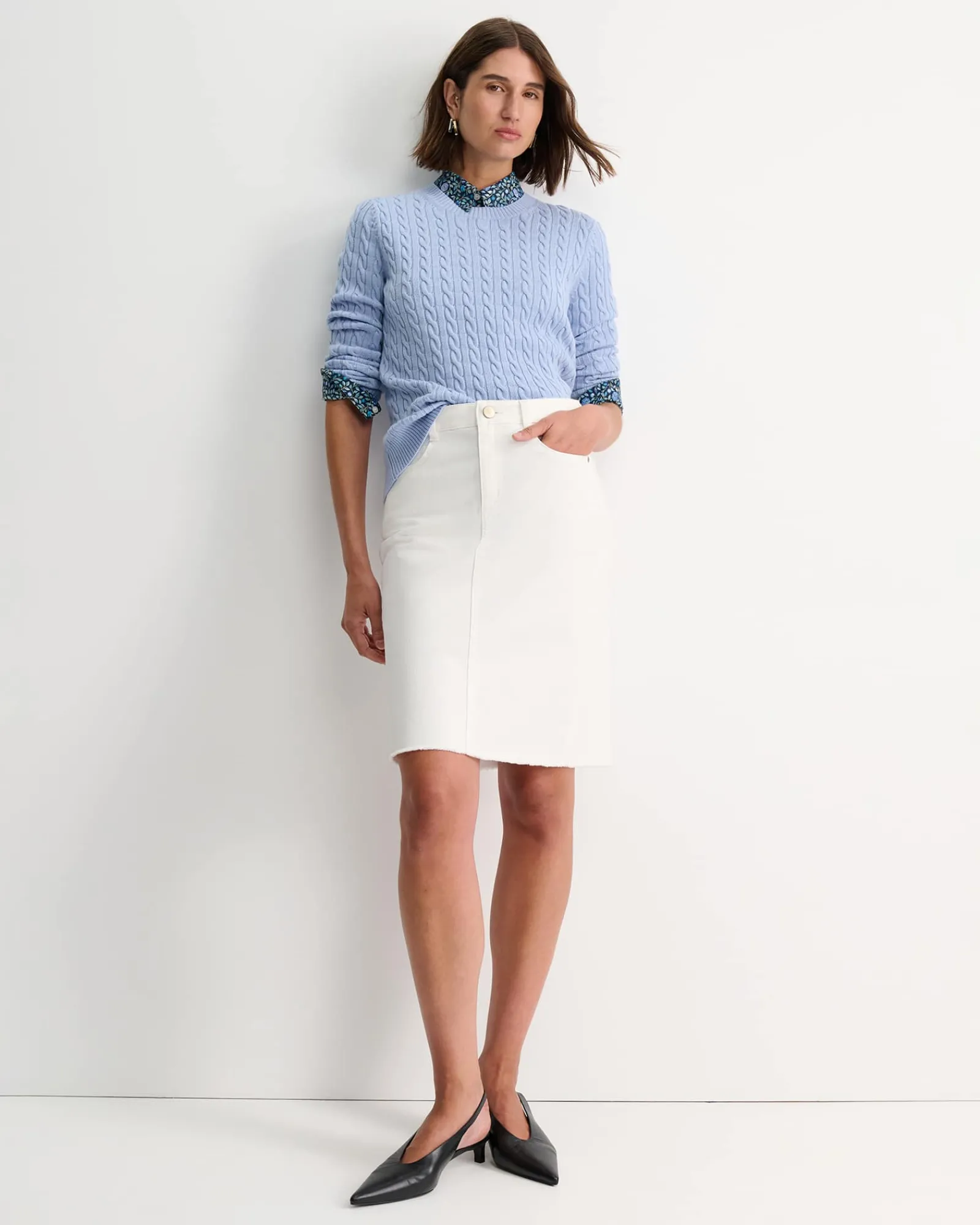 Clearance Sportscraft Merino Wool Baby Cable Sweater in Pale Blue PaleBlue