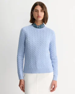 Clearance Sportscraft Merino Wool Baby Cable Sweater in Pale Blue PaleBlue