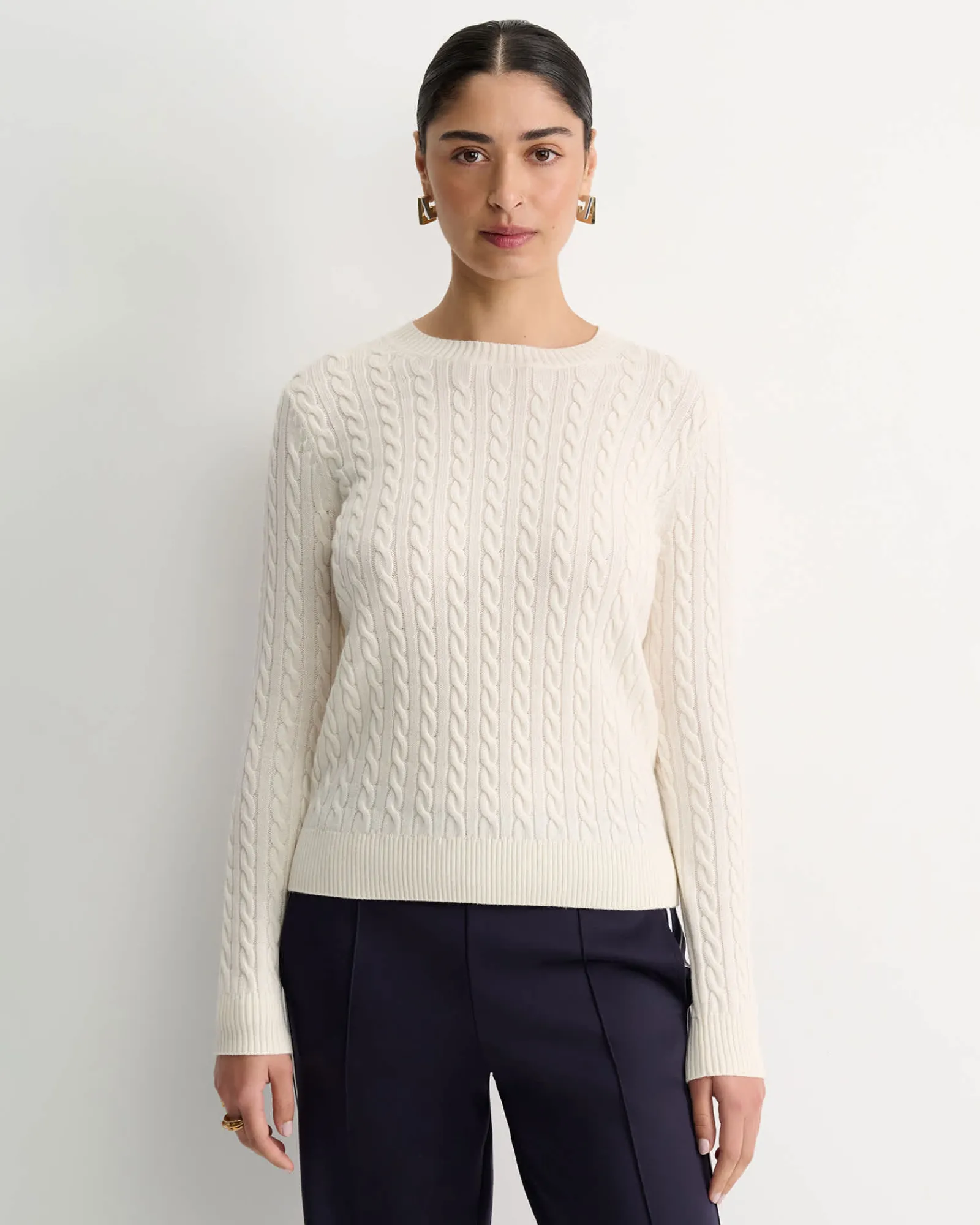 Best Sportscraft Merino Wool Baby Cable Sweater in Winter White WinterWhite