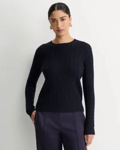 Clearance Sportscraft Merino Wool Baby Cable Sweater in Navy