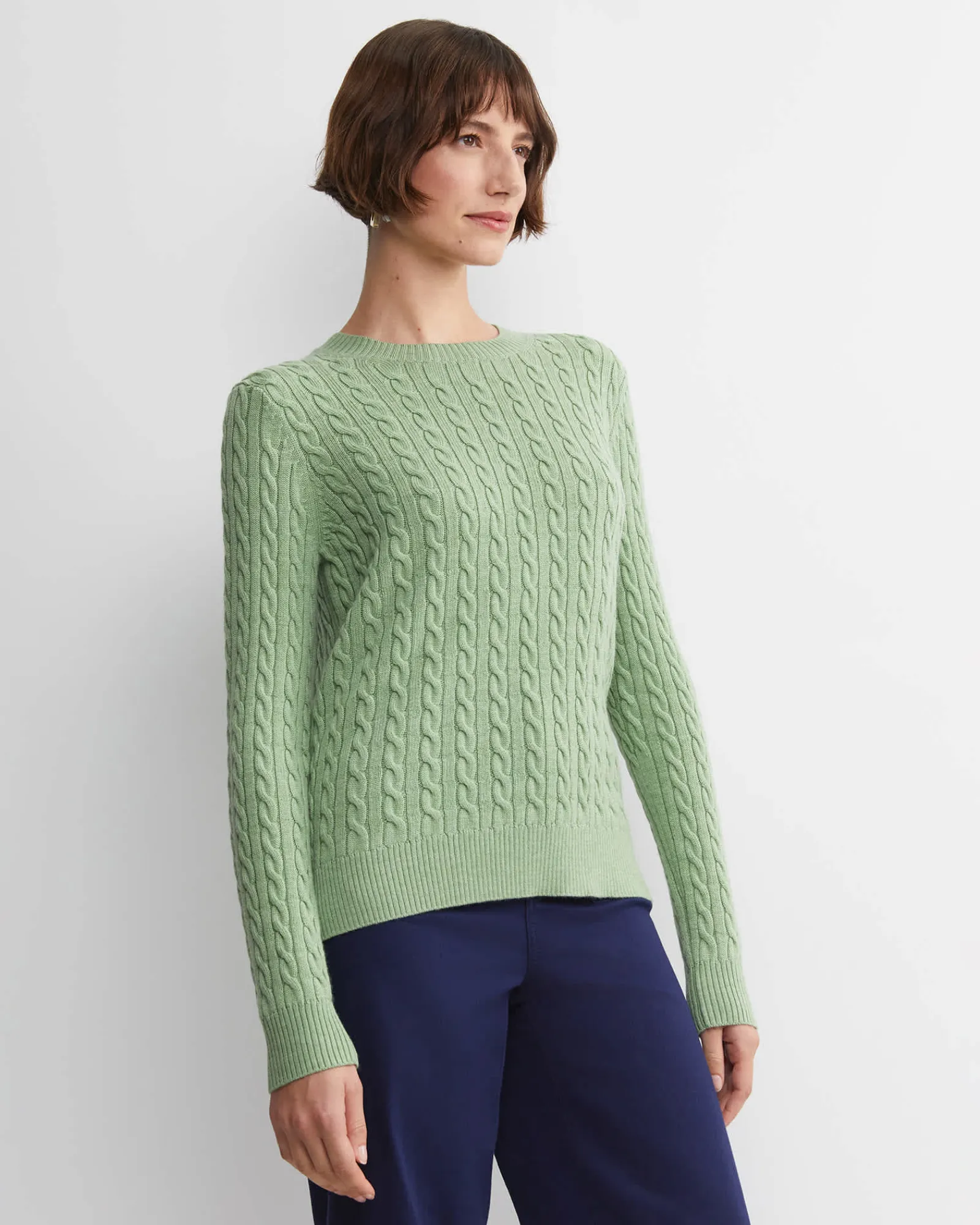 Best Sportscraft Merino Wool Baby Cable Sweater in Pesto