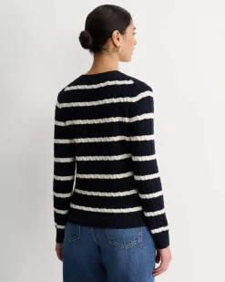 Hot Sportscraft Merino Wool Baby Cable Sweater in Navywhite Navy/white