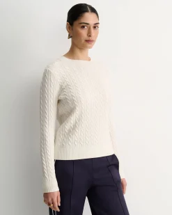 Best Sportscraft Merino Wool Baby Cable Sweater in Winter White WinterWhite