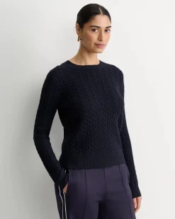 Clearance Sportscraft Merino Wool Baby Cable Sweater in Navy