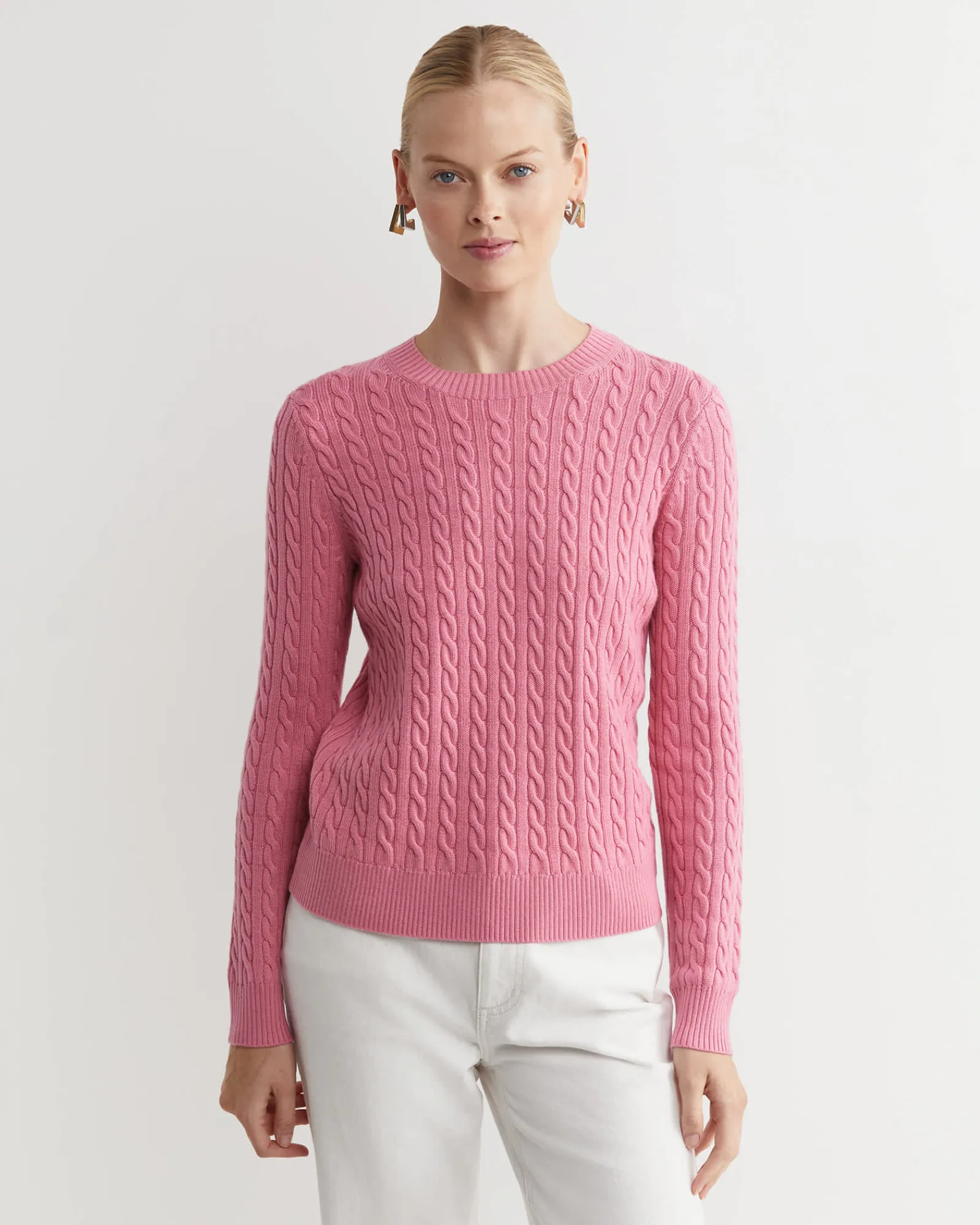 Clearance Sportscraft Merino Wool Baby Cable Sweater in Roseberry