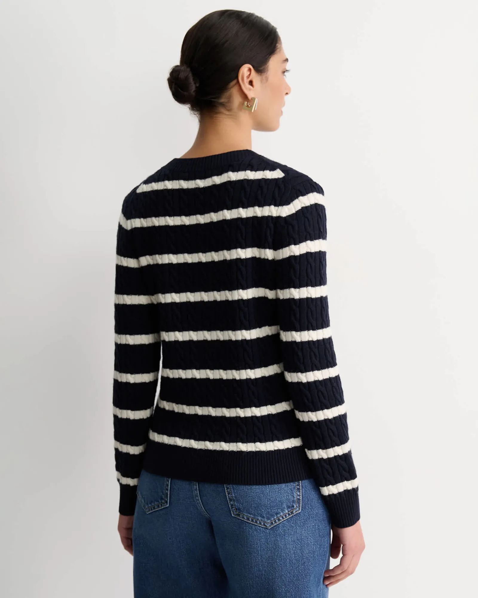 Hot Sportscraft Merino Wool Baby Cable Sweater in Navywhite Navy/white