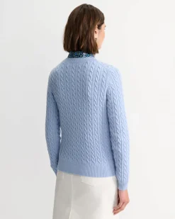 Clearance Sportscraft Merino Wool Baby Cable Sweater in Pale Blue PaleBlue