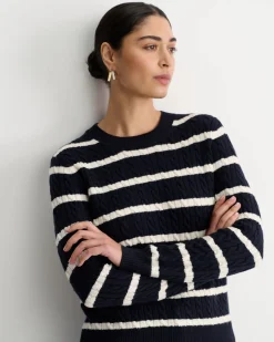 Hot Sportscraft Merino Wool Baby Cable Sweater in Navywhite Navy/white