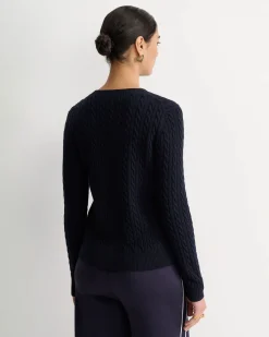 Clearance Sportscraft Merino Wool Baby Cable Sweater in Navy