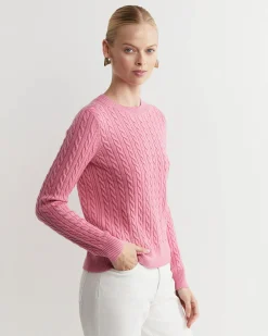 Clearance Sportscraft Merino Wool Baby Cable Sweater in Roseberry