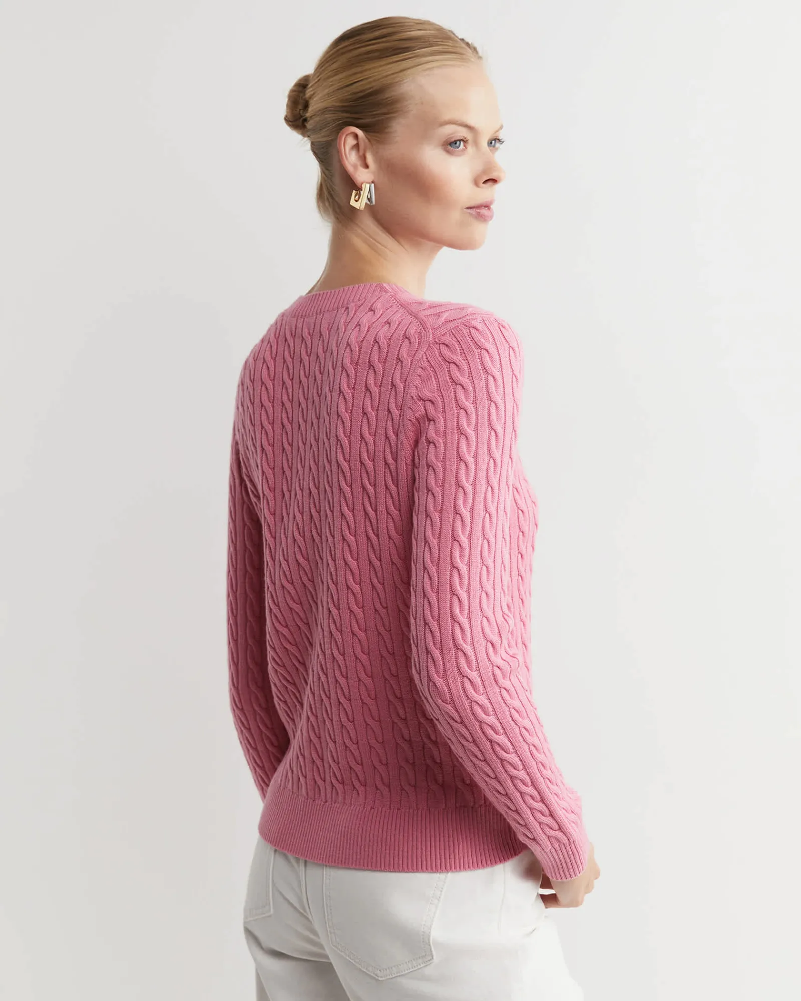 Clearance Sportscraft Merino Wool Baby Cable Sweater in Roseberry