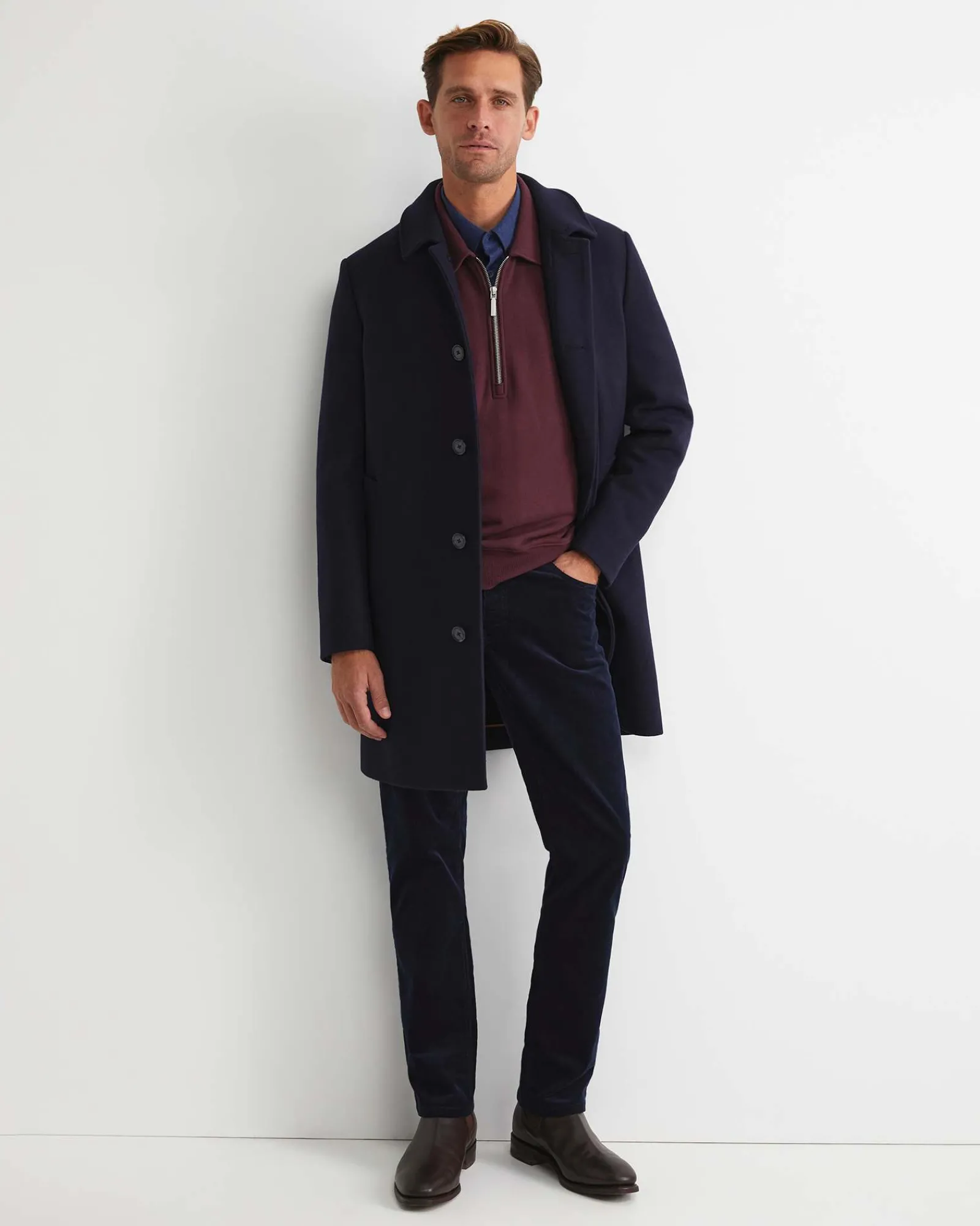 Best Sportscraft Micah Wool Blend Coat in Navy