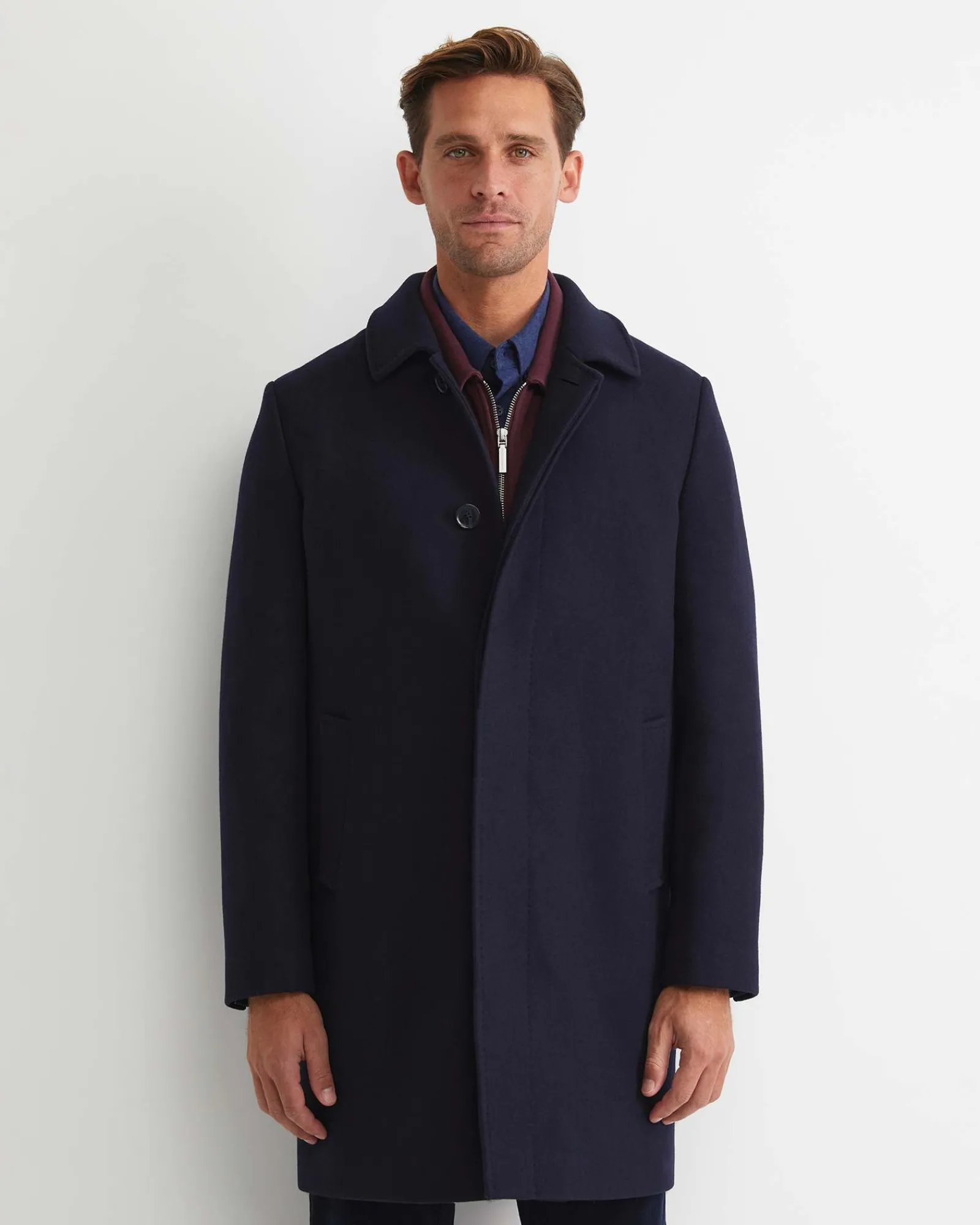 Best Sportscraft Micah Wool Blend Coat in Navy