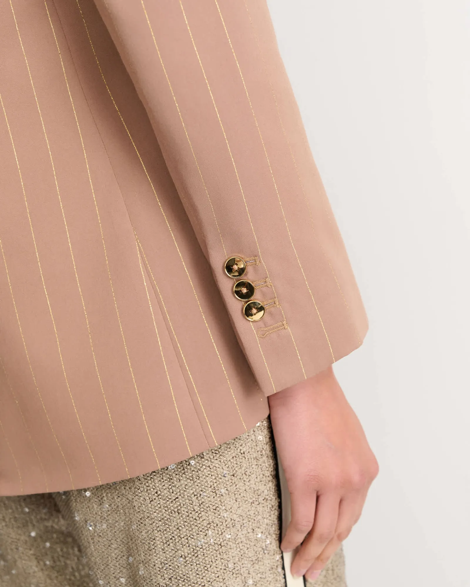 Sale Sportscraft Mina Lurex Pinstripe Jacket in Tan