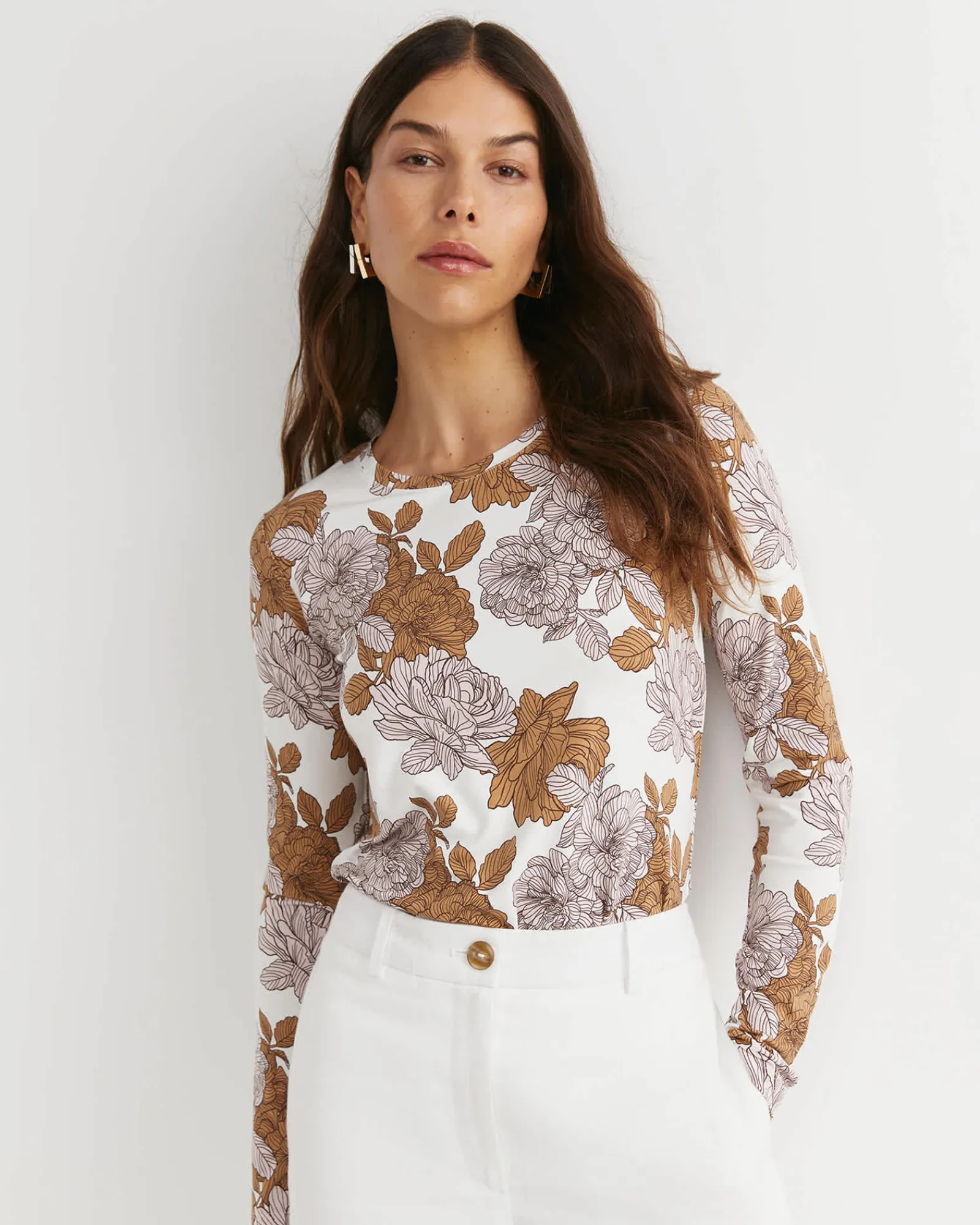 New Sportscraft Miranda Magic Long Sleeve Tee in Tan