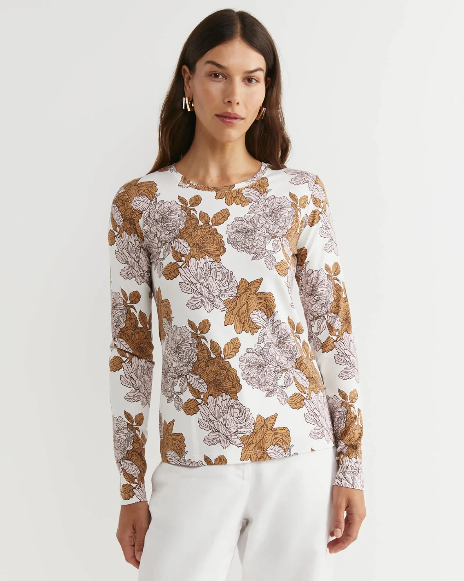 New Sportscraft Miranda Magic Long Sleeve Tee in Tan
