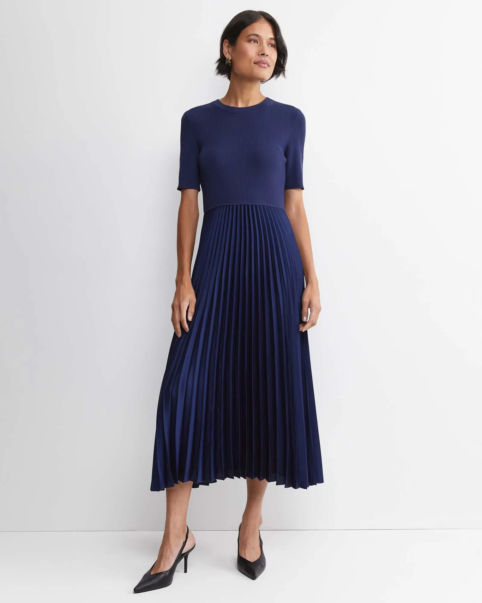 Best Sportscraft Mixed Media Midi Dress in Midnight
