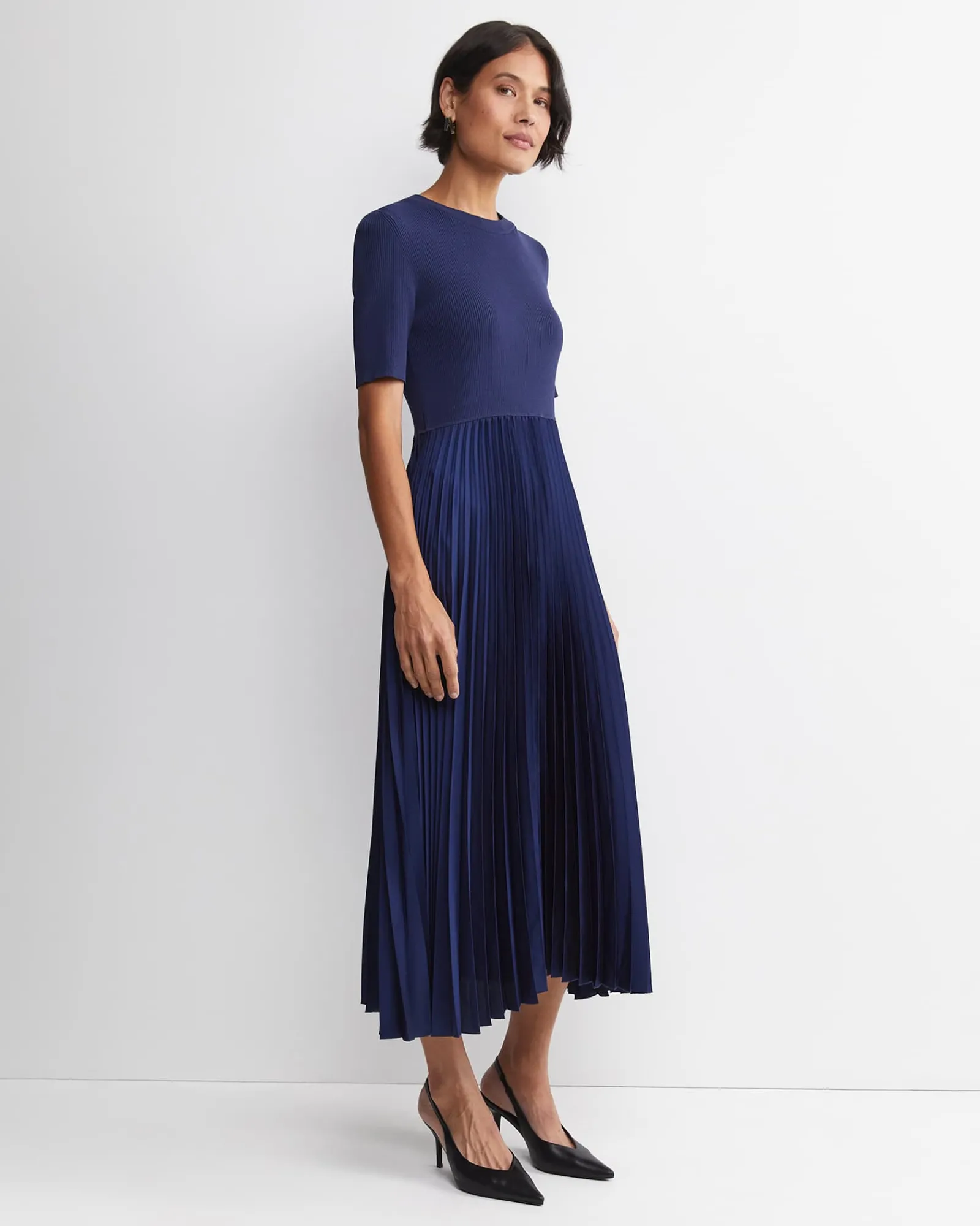Best Sportscraft Mixed Media Midi Dress in Midnight