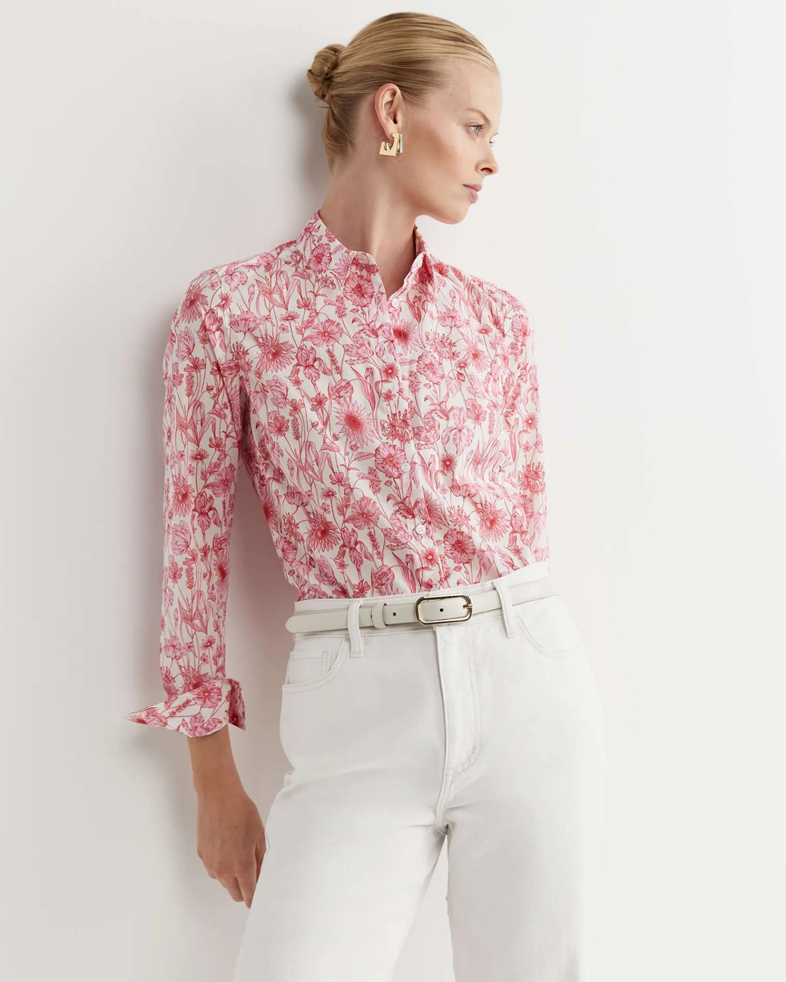 Outlet Sportscraft Muse Liberty Long Sleeve Shirt in Whitepink White/pink