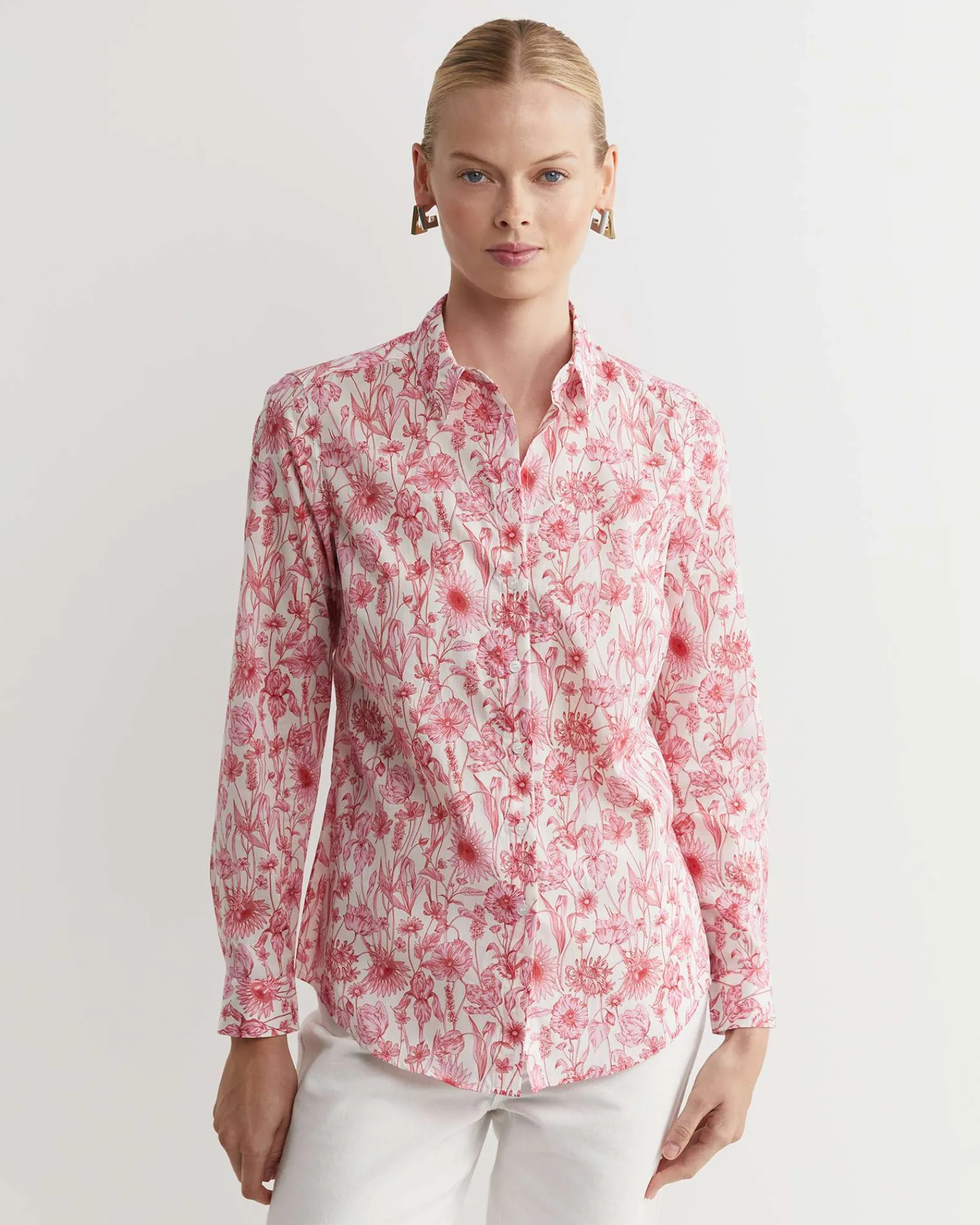 Outlet Sportscraft Muse Liberty Long Sleeve Shirt in Whitepink White/pink