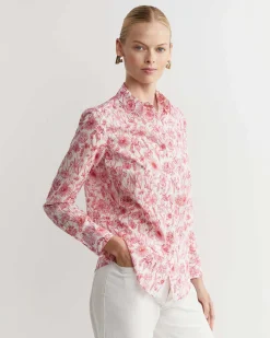 Outlet Sportscraft Muse Liberty Long Sleeve Shirt in Whitepink White/pink