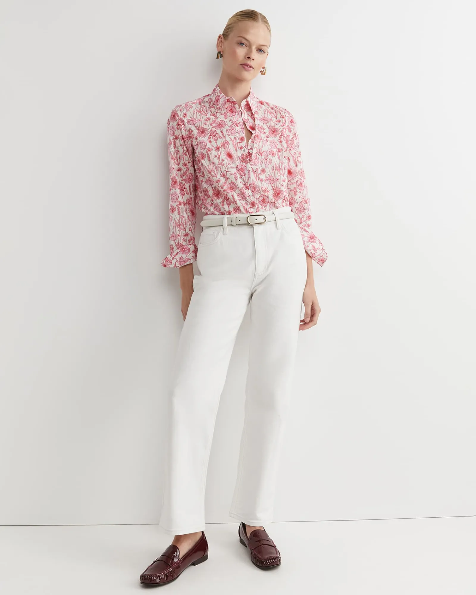 Outlet Sportscraft Muse Liberty Long Sleeve Shirt in Whitepink White/pink