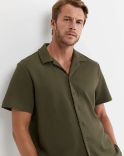 Hot Sportscraft Nason Short Sleeve Pique Shirt in Khaki