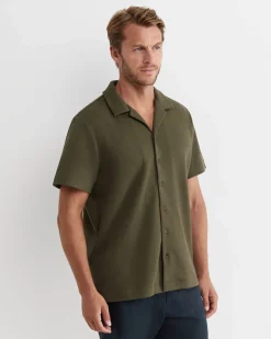 Hot Sportscraft Nason Short Sleeve Pique Shirt in Khaki
