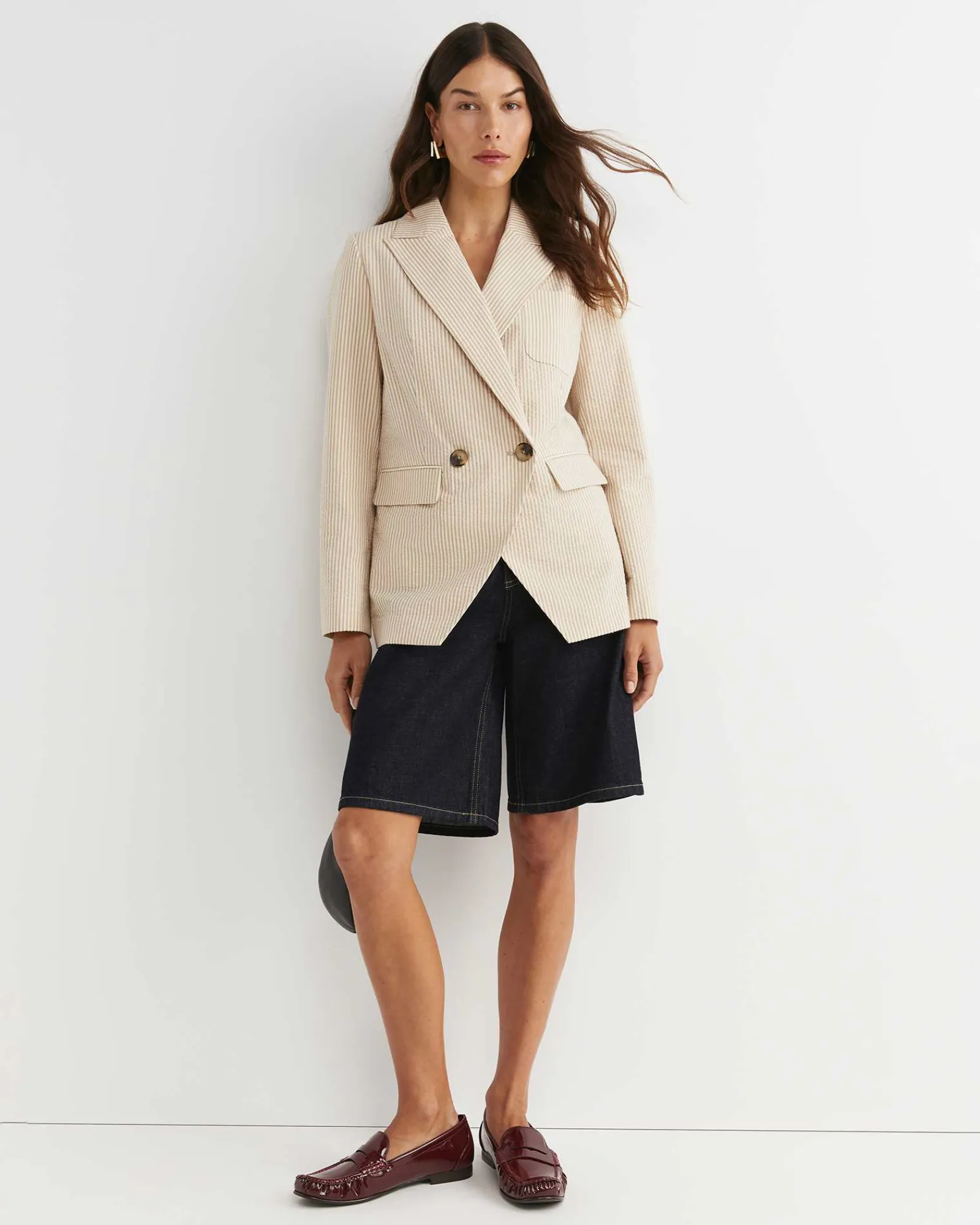 Online Sportscraft Nikoo Stripe Jacket in Tanwhite Tan/white