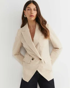 Online Sportscraft Nikoo Stripe Jacket in Tanwhite Tan/white