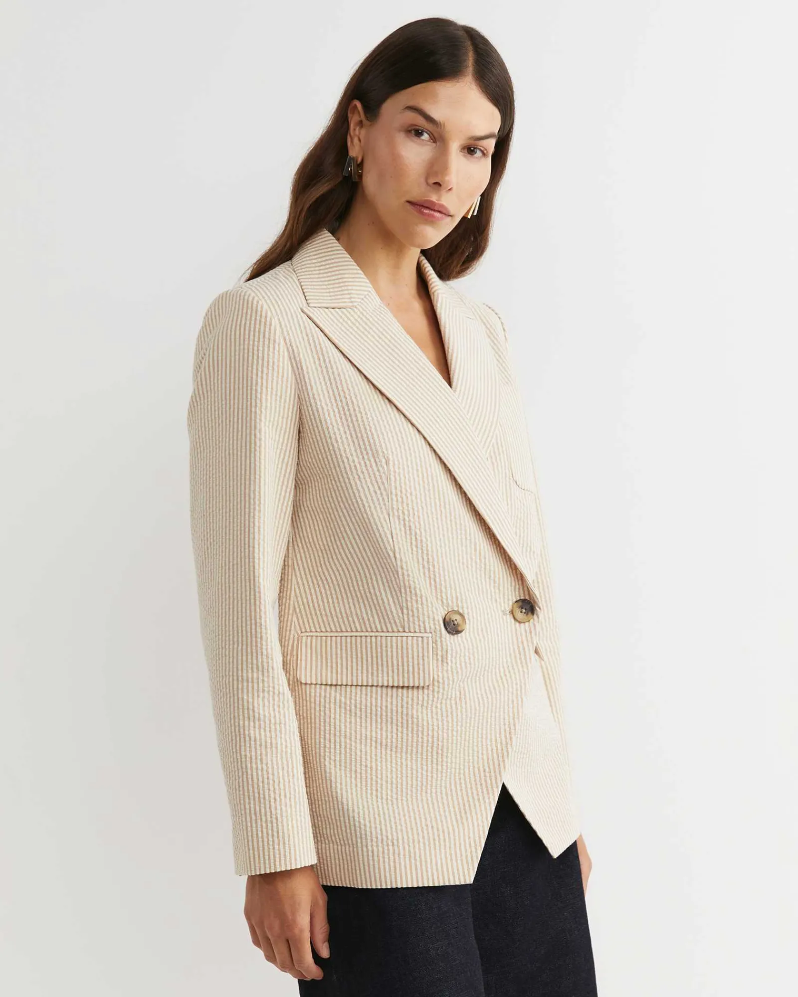 Online Sportscraft Nikoo Stripe Jacket in Tanwhite Tan/white