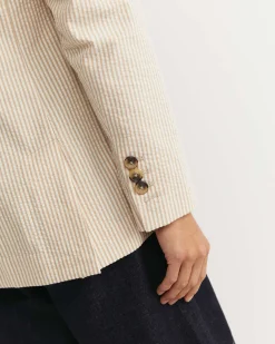 Online Sportscraft Nikoo Stripe Jacket in Tanwhite Tan/white