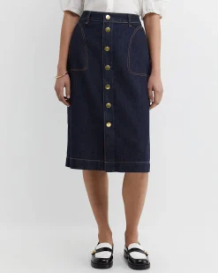 Clearance Sportscraft Nili Stud Skirt in Denim