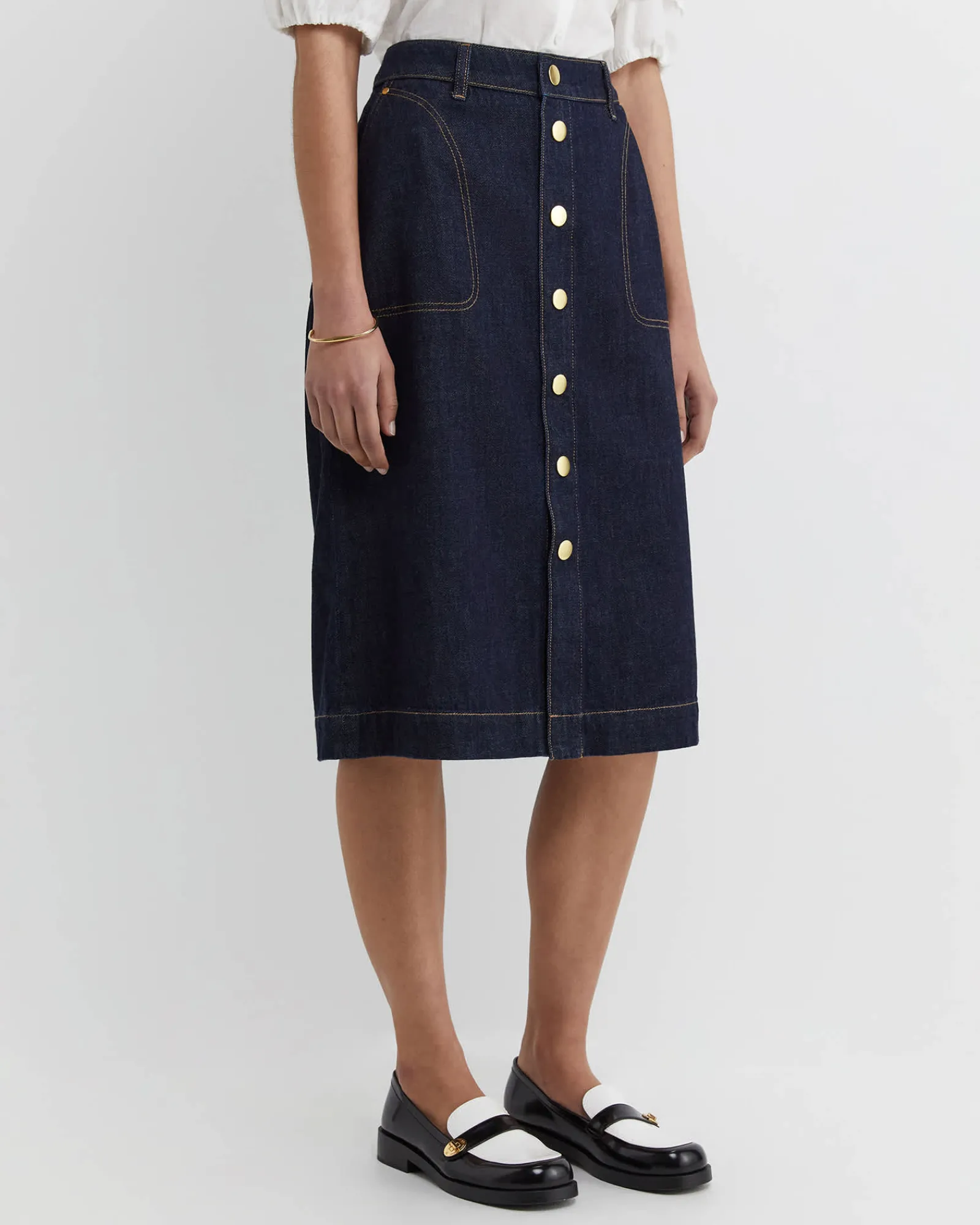 Clearance Sportscraft Nili Stud Skirt in Denim