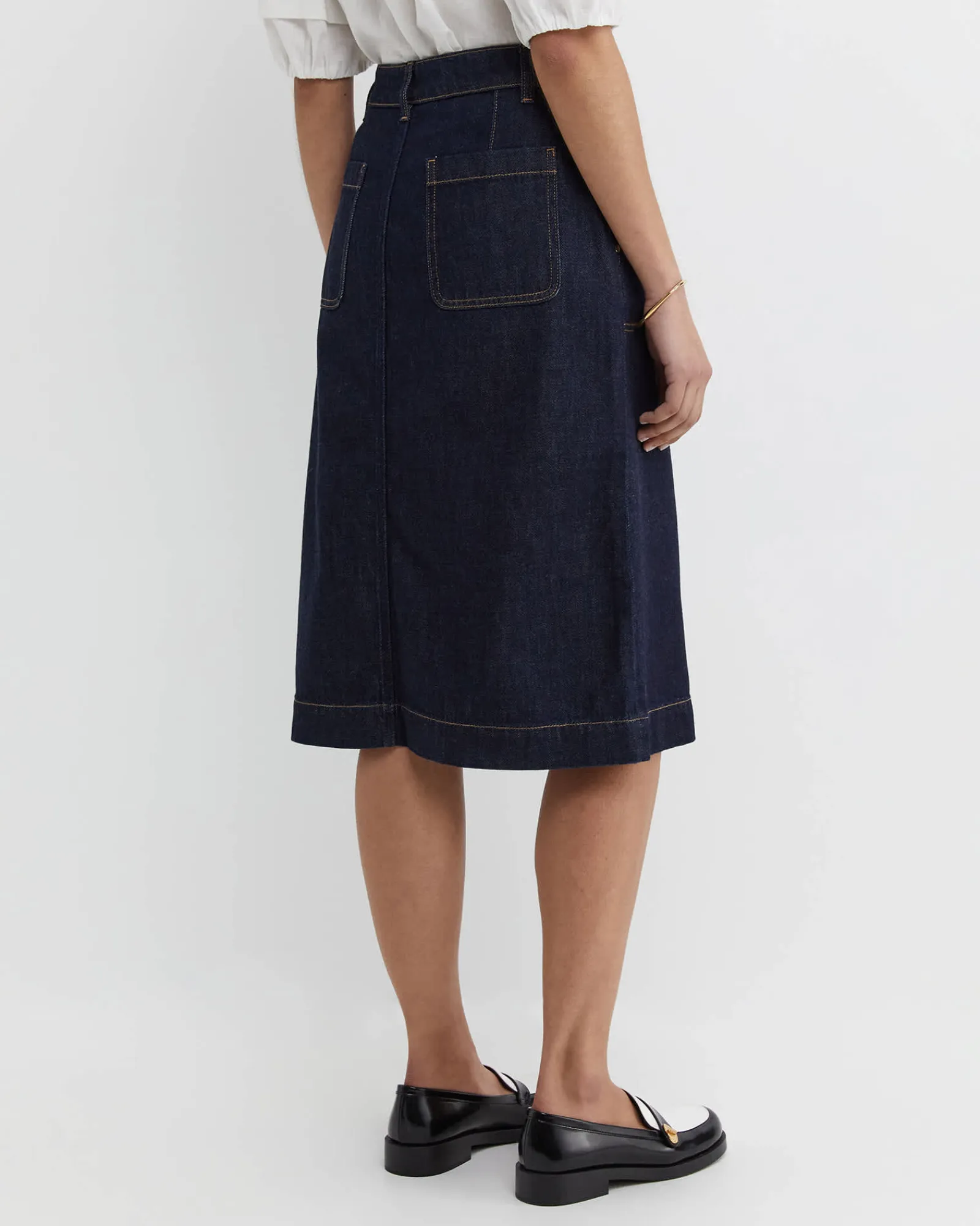 Clearance Sportscraft Nili Stud Skirt in Denim