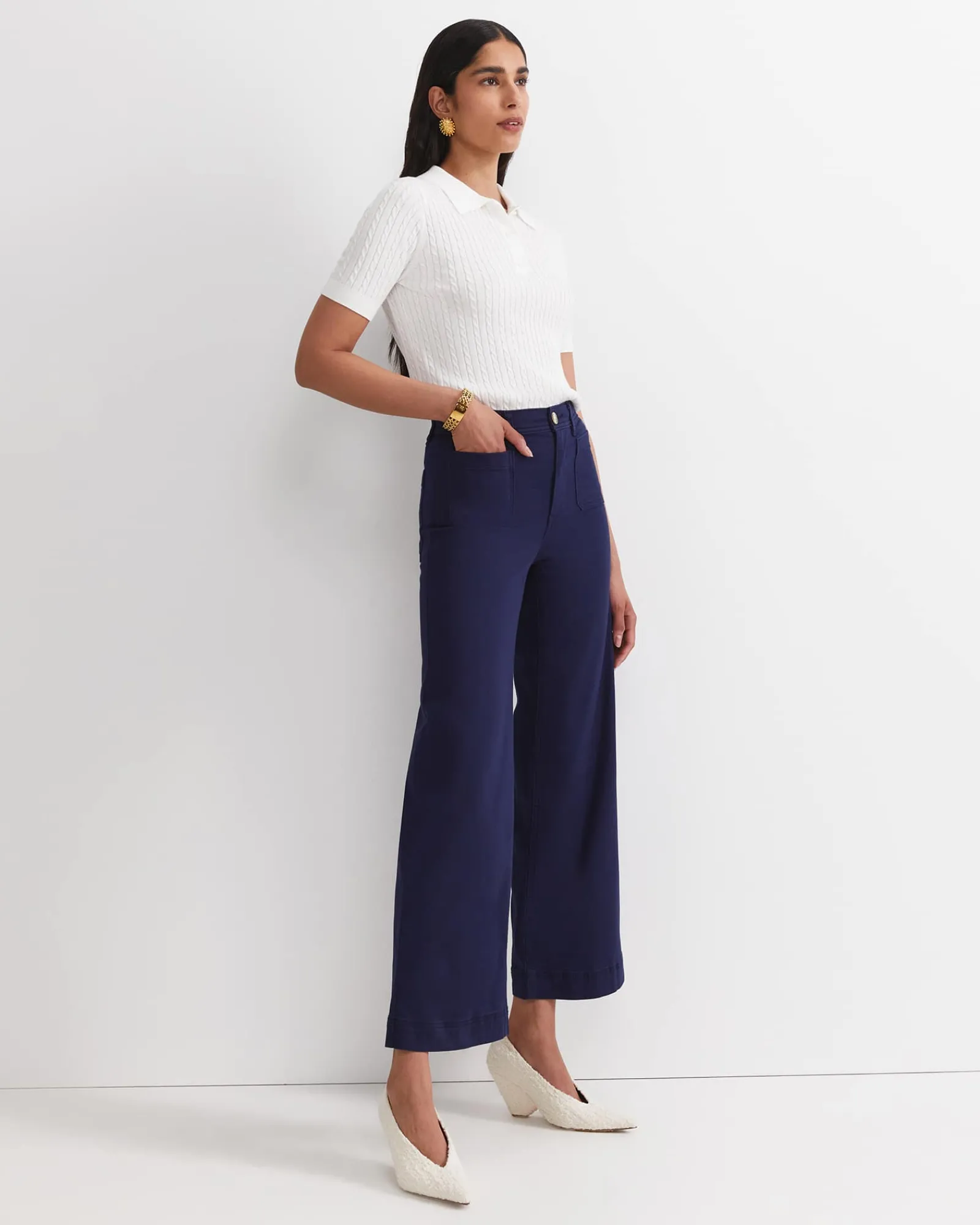 Clearance Sportscraft Nili Wide Leg Jean in Navy