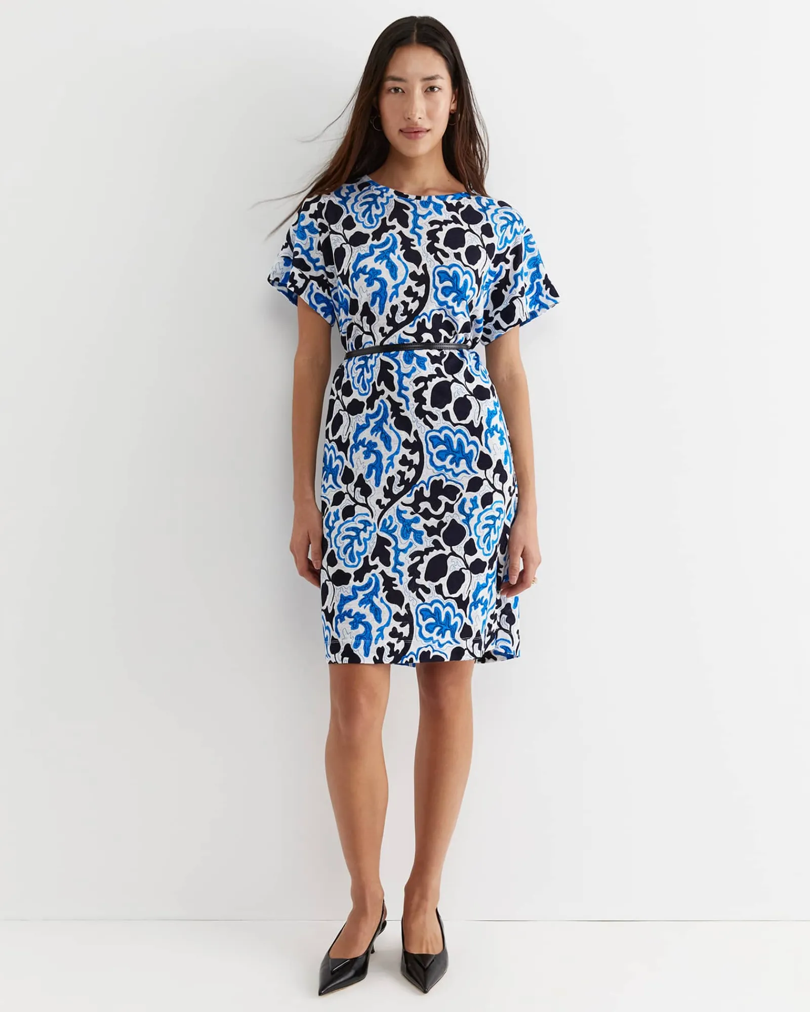 Outlet Sportscraft Nur Linen Dress in Blue Multi BlueMulti