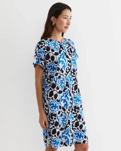Outlet Sportscraft Nur Linen Dress in Blue Multi BlueMulti