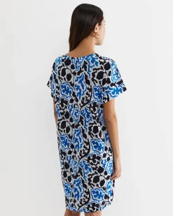 Outlet Sportscraft Nur Linen Dress in Blue Multi BlueMulti