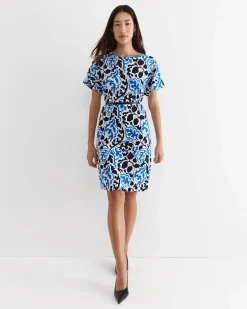 Outlet Sportscraft Nur Linen Dress in Blue Multi BlueMulti