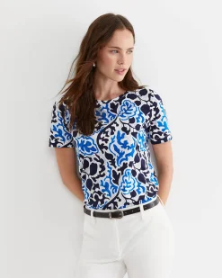 Clearance Sportscraft Nur Short Sleeve Mercerised Tee in Blue Multi BlueMulti