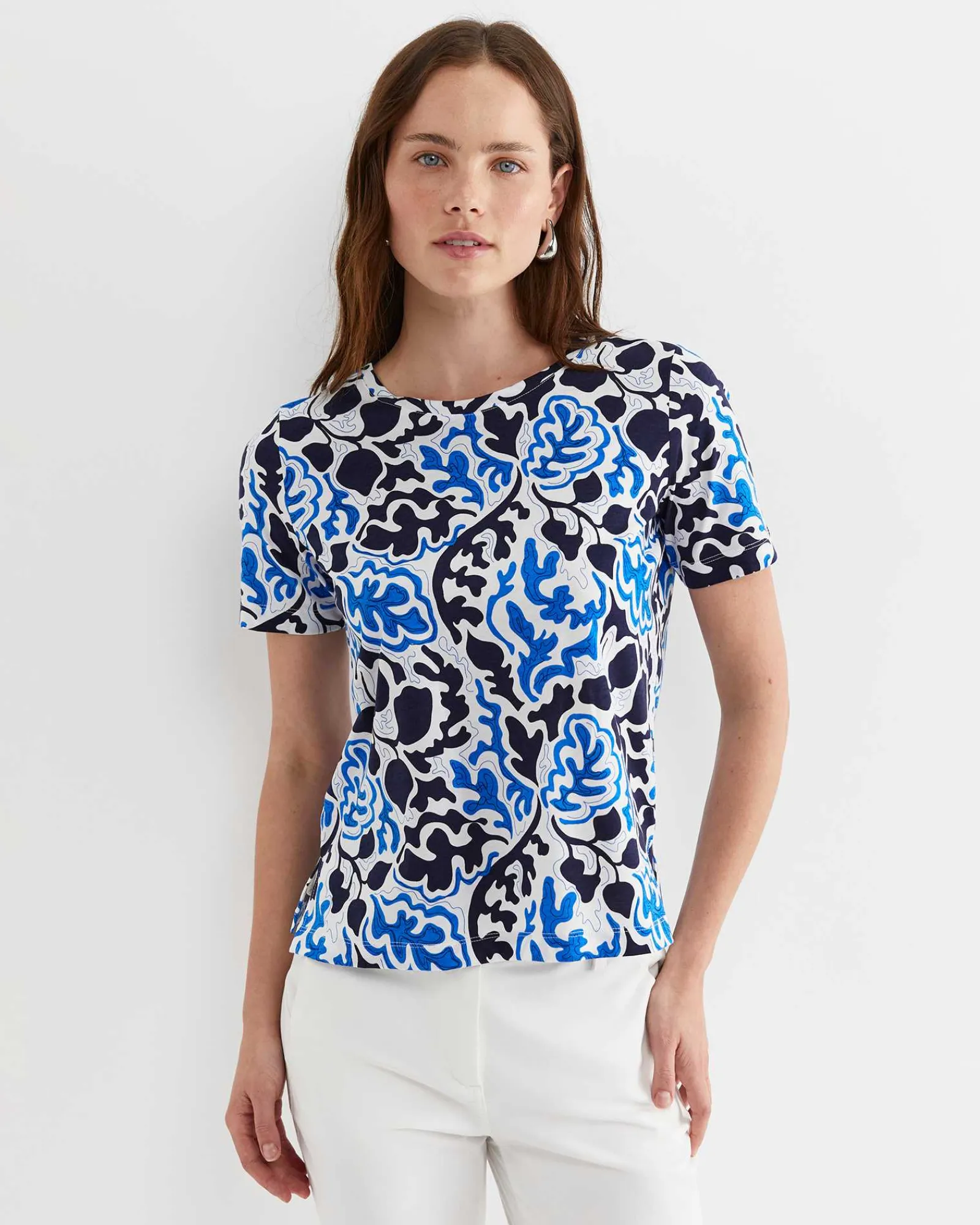 Clearance Sportscraft Nur Short Sleeve Mercerised Tee in Blue Multi BlueMulti