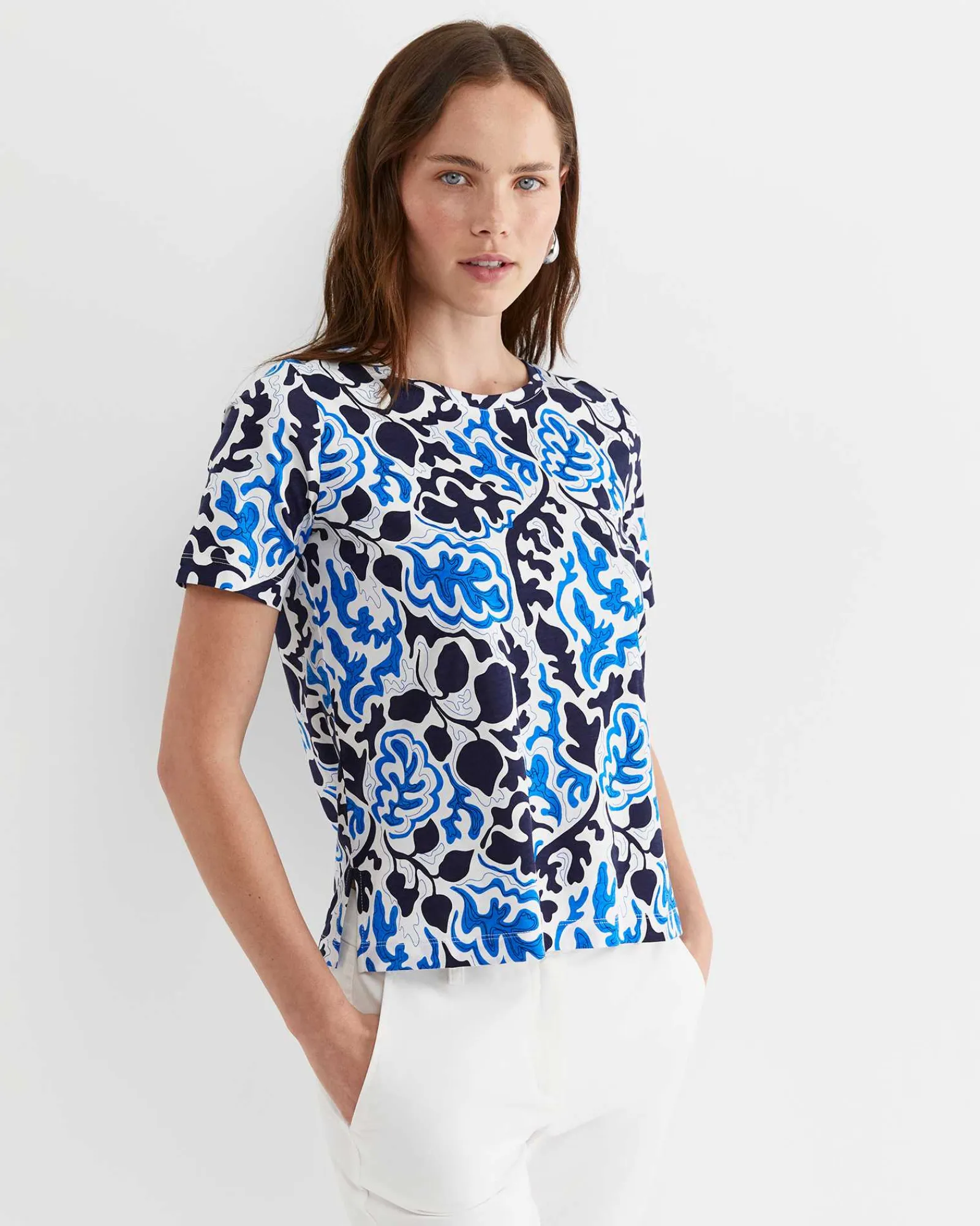 Clearance Sportscraft Nur Short Sleeve Mercerised Tee in Blue Multi BlueMulti