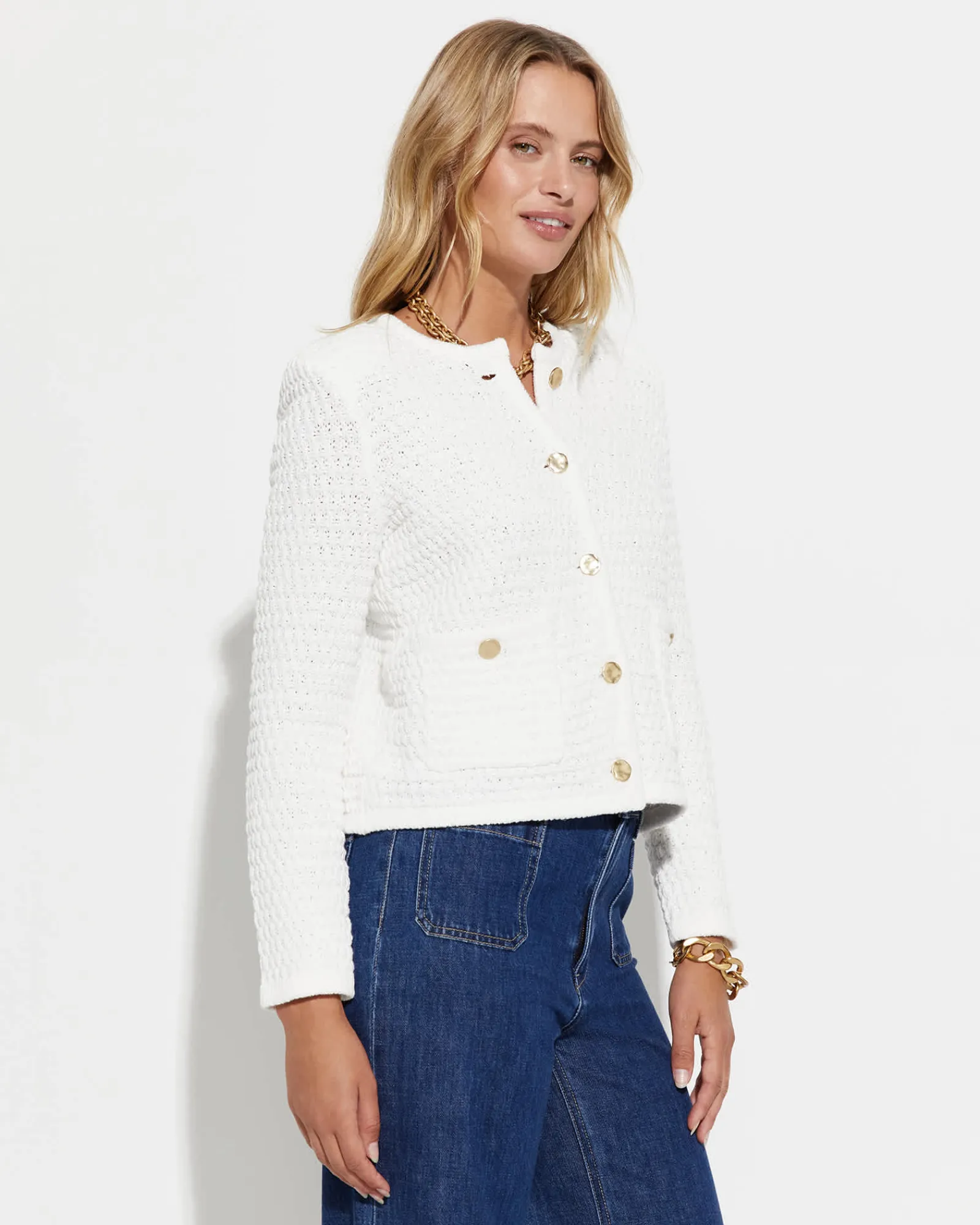 Fashion Sportscraft Olivia Tape Yarn Cardigan in Winter White WinterWhite