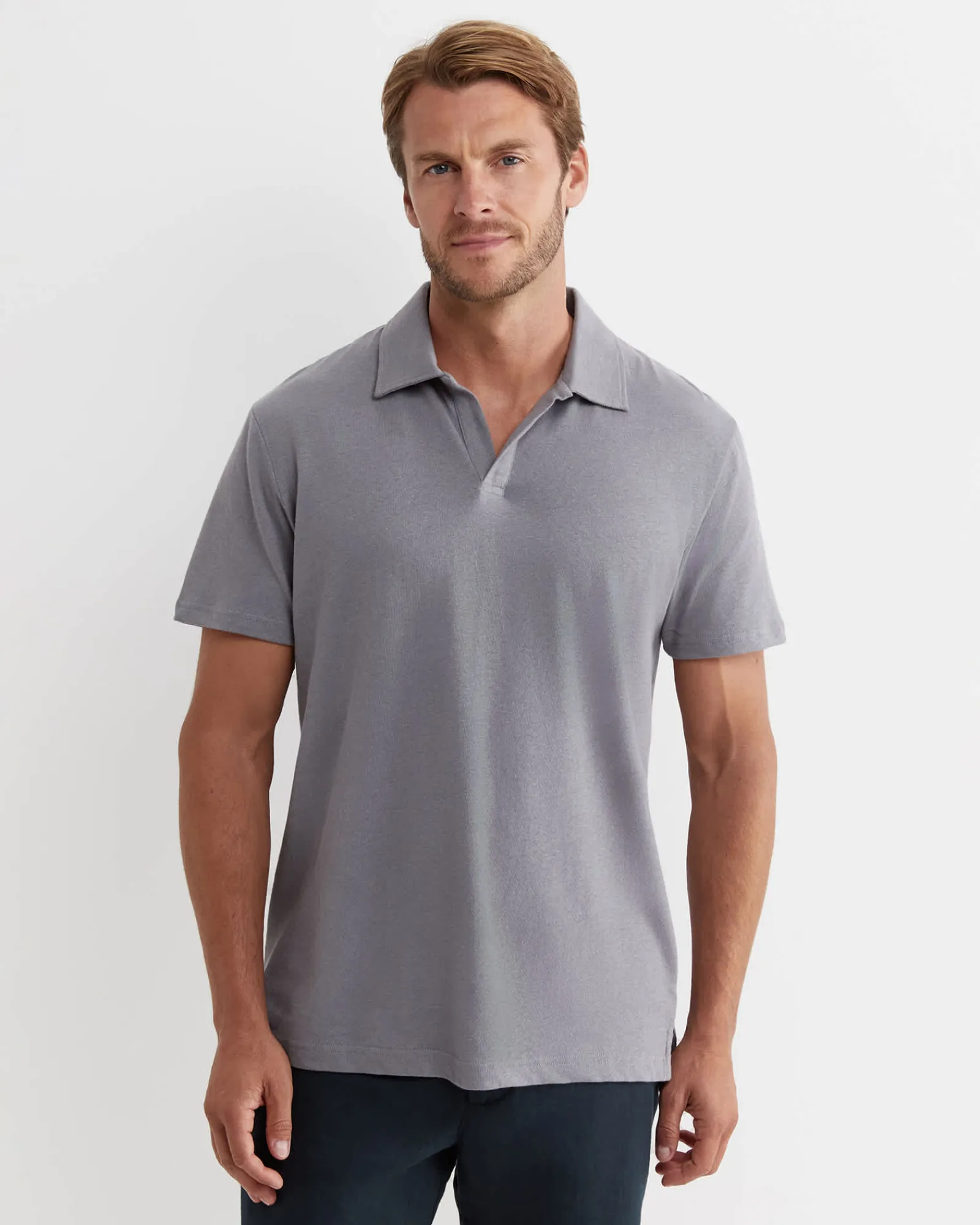 Fashion Sportscraft Osborne Linen Blend Polo in Grey