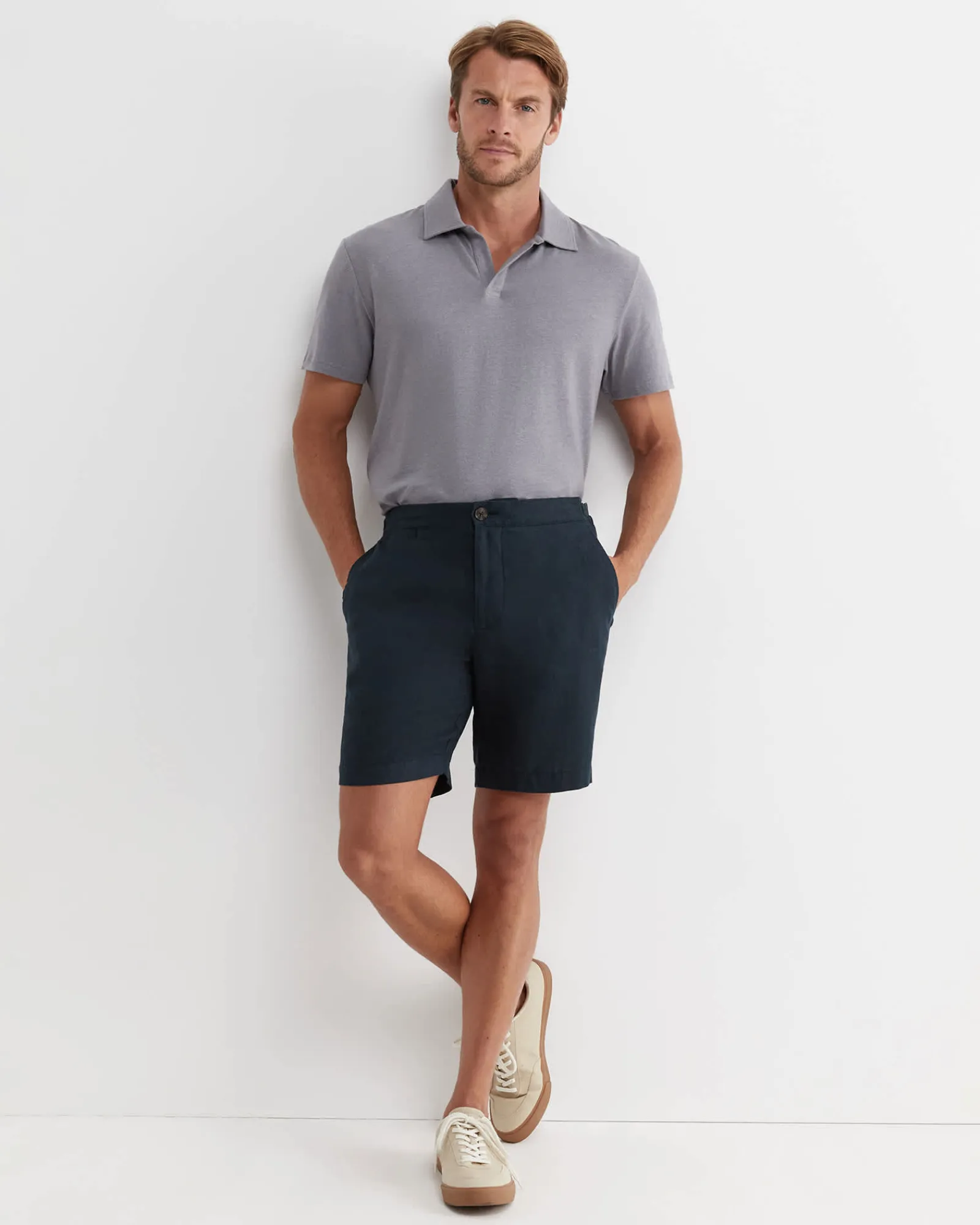 Fashion Sportscraft Osborne Linen Blend Polo in Grey