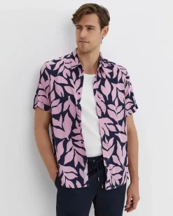 Outlet Sportscraft Ossary Short Sleeve Print Shirt in Pinknavy Pink/navy