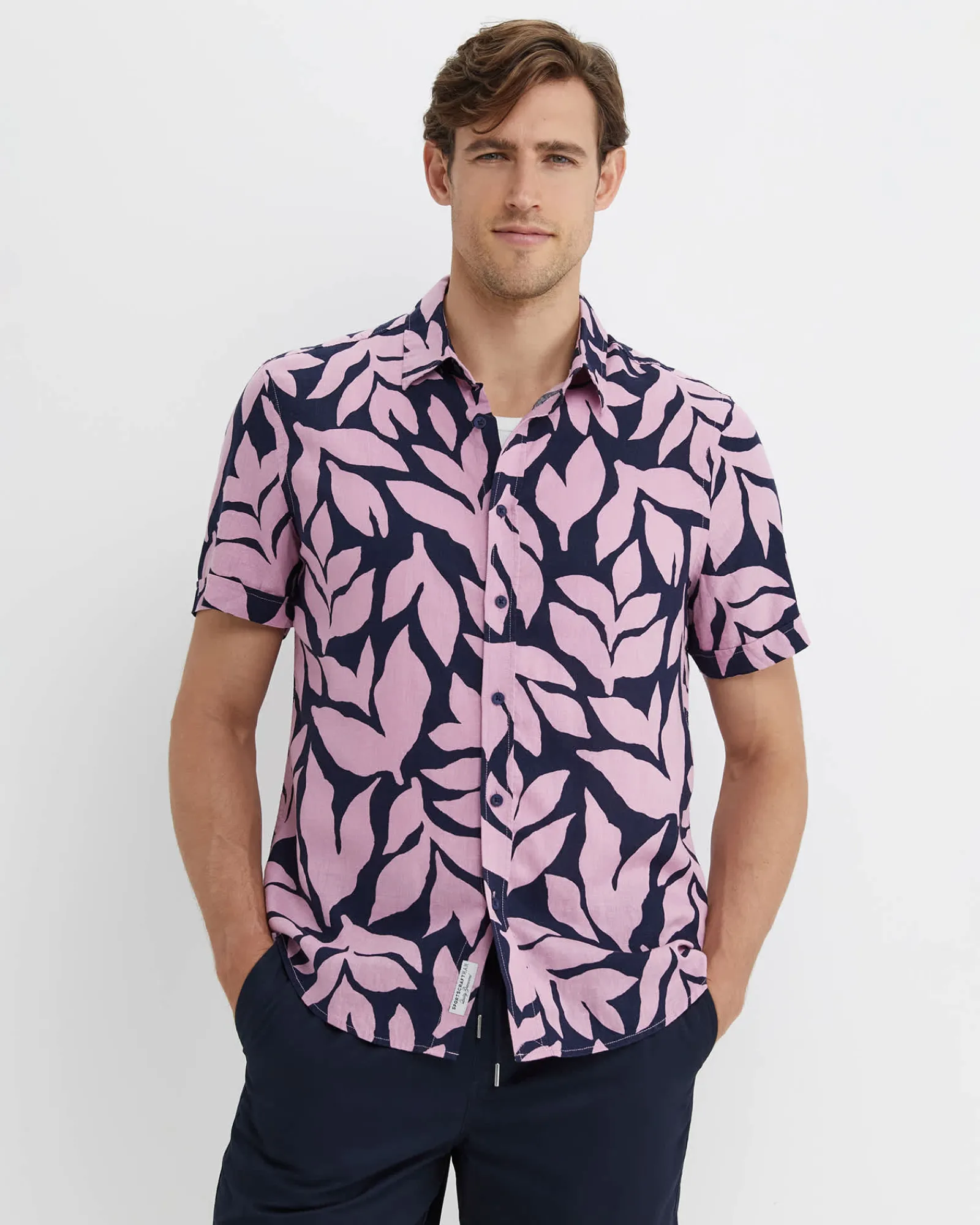 Outlet Sportscraft Ossary Short Sleeve Print Shirt in Pinknavy Pink/navy