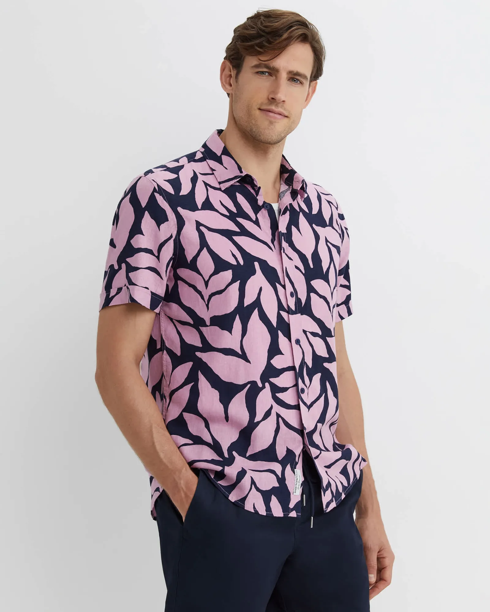 Outlet Sportscraft Ossary Short Sleeve Print Shirt in Pinknavy Pink/navy